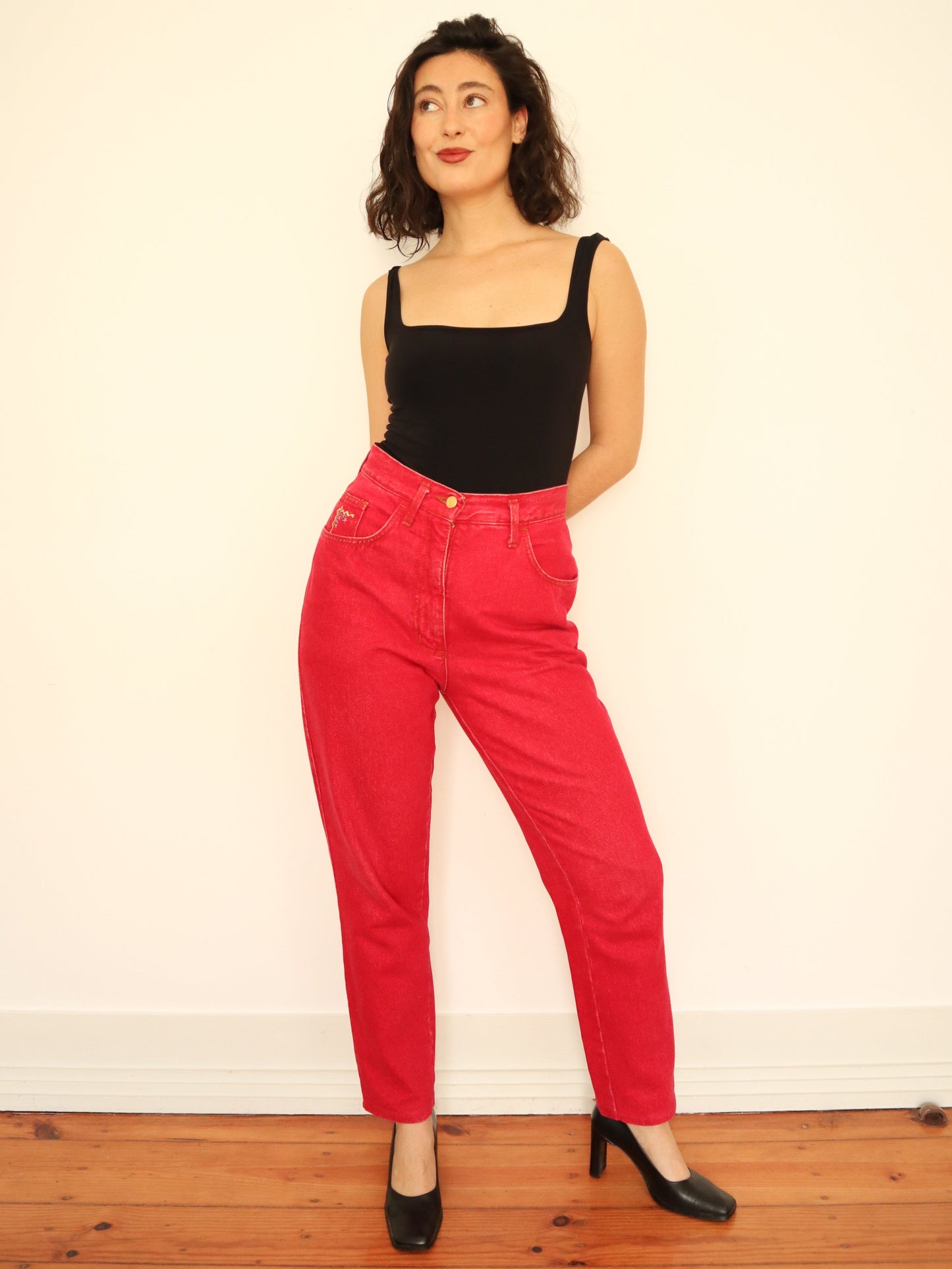 Cherry red jeans