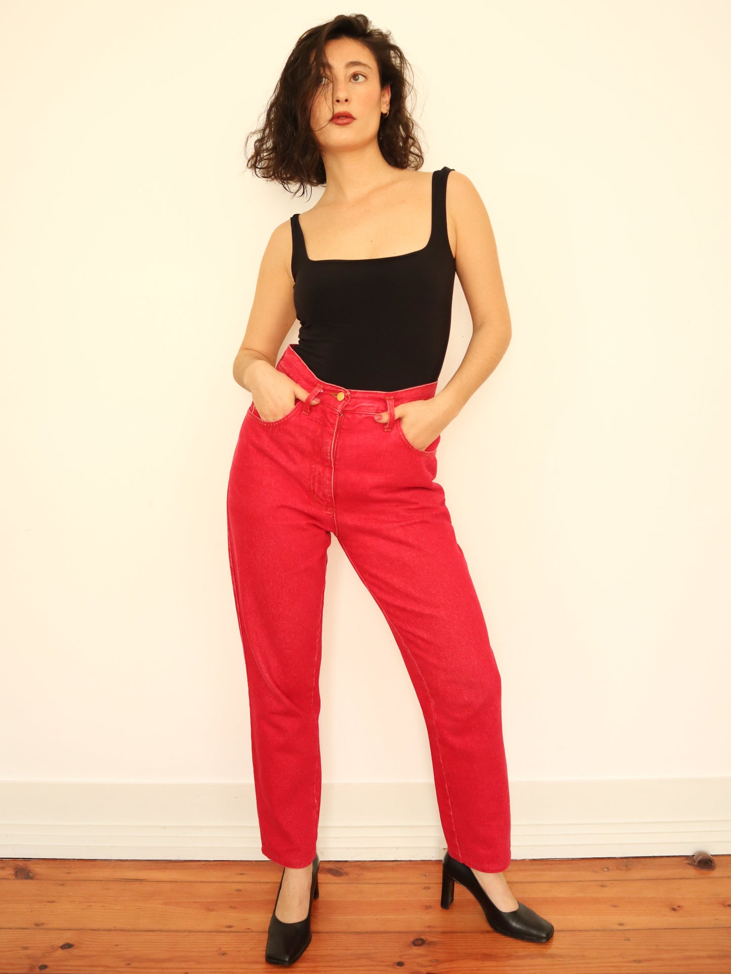Cherry red jeans