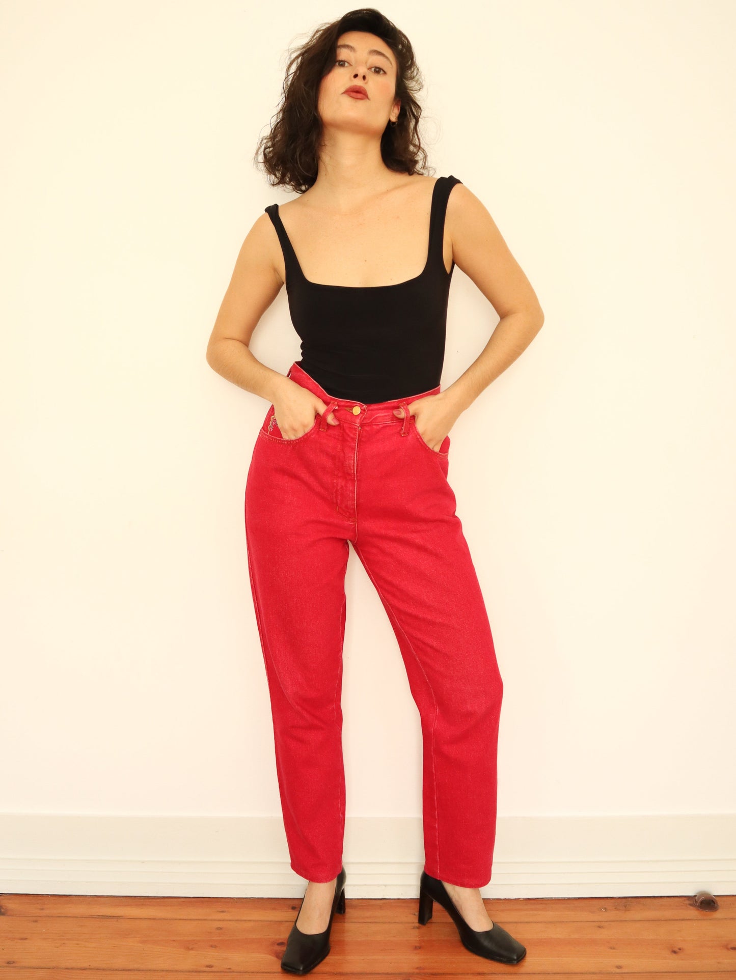 Cherry red jeans