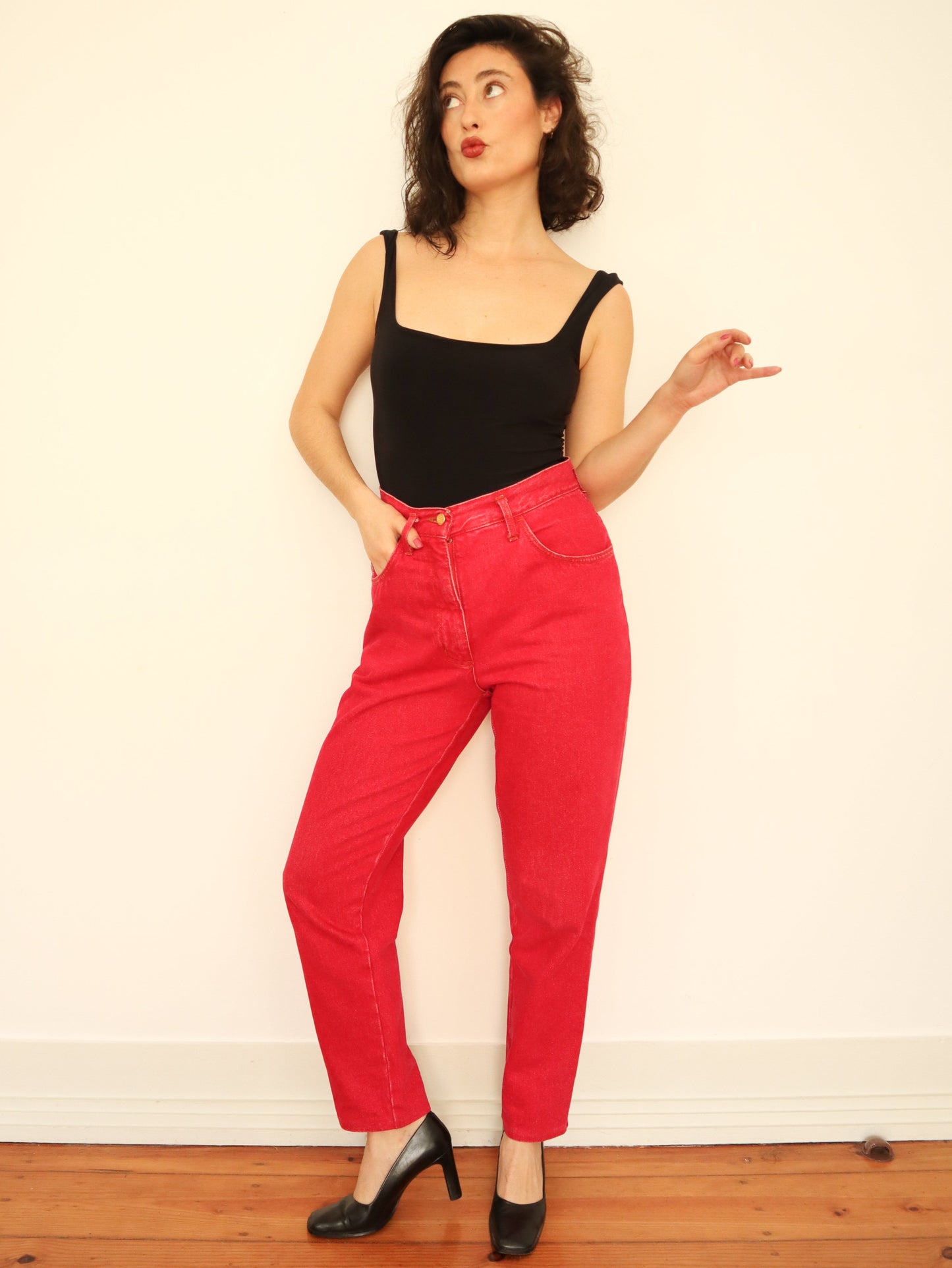 Cherry red jeans