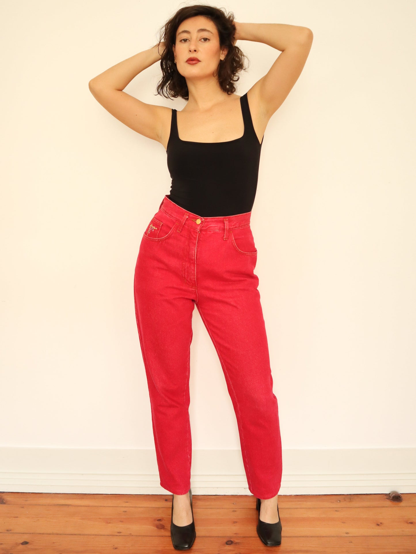 Cherry red jeans