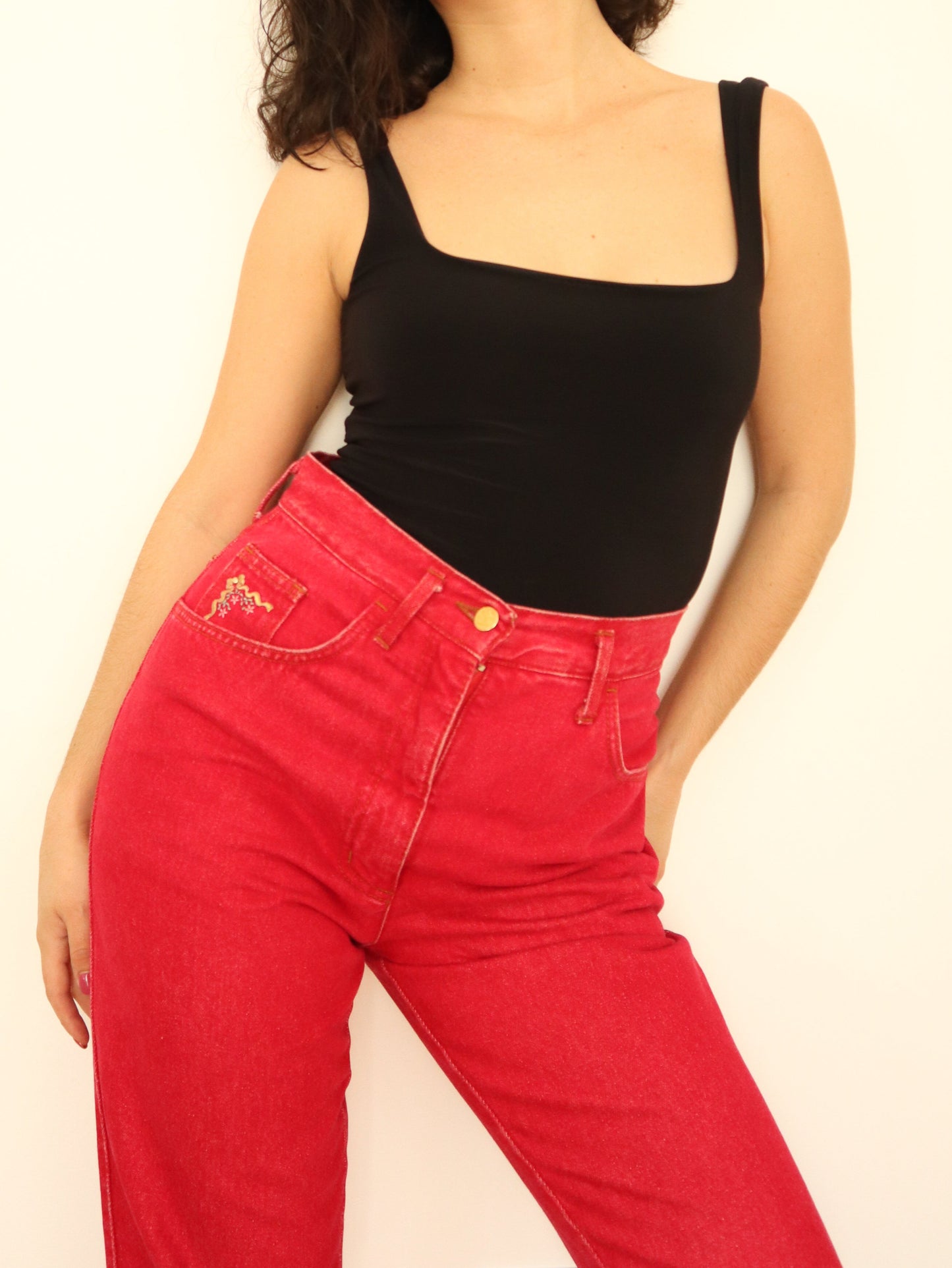 Cherry red jeans