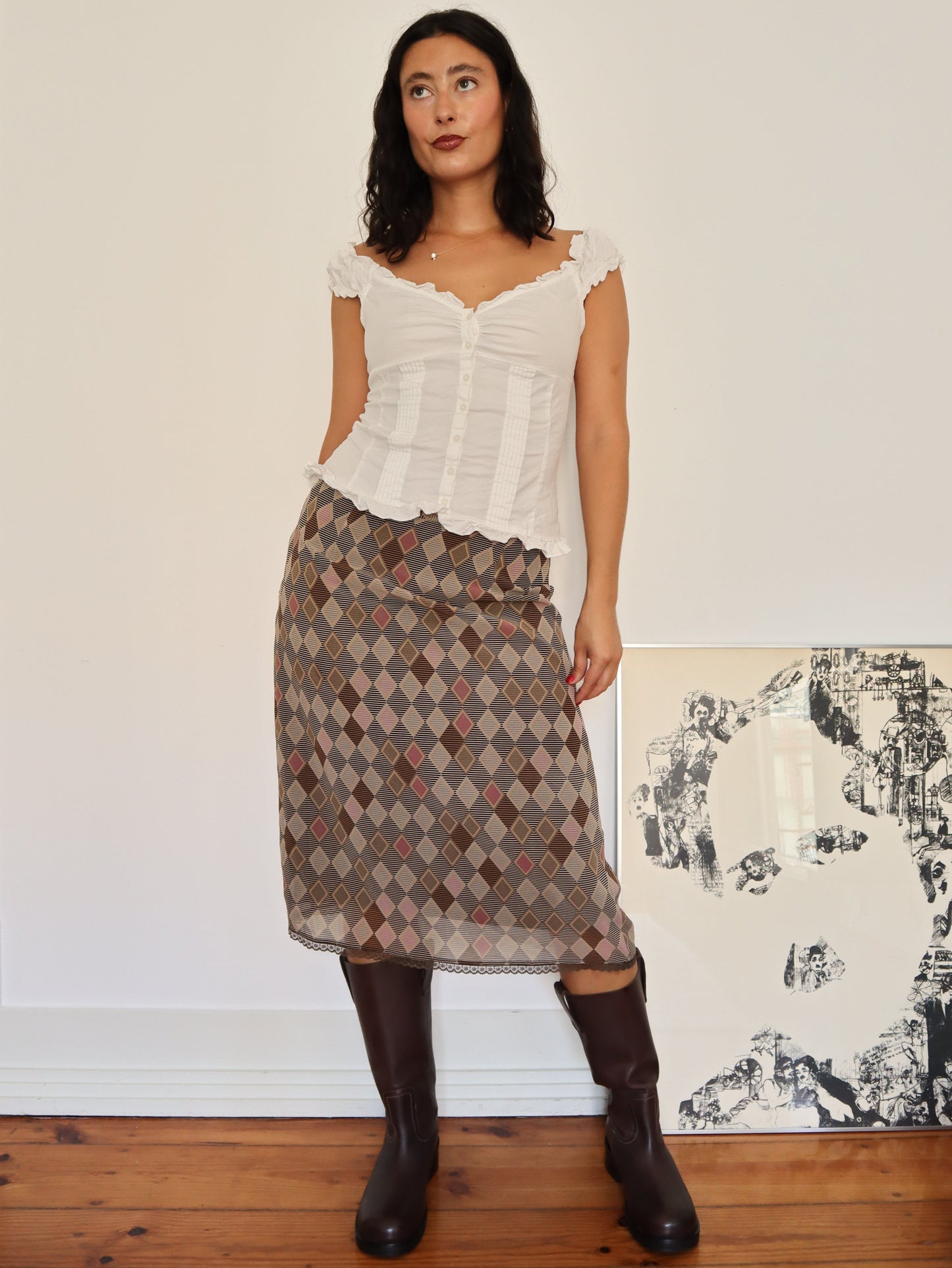 Brown midi skirt