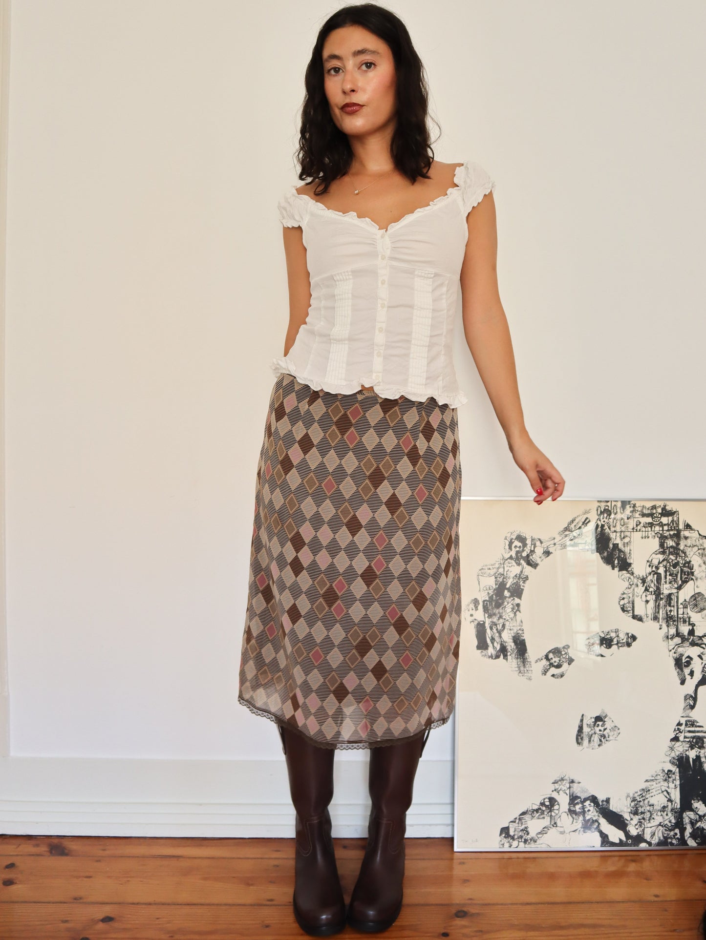 Brown midi skirt