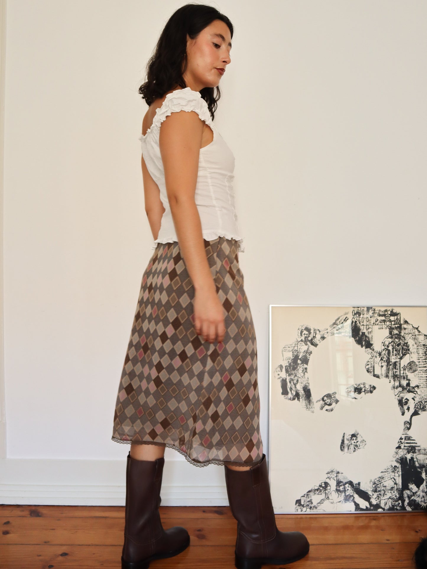 Brown midi skirt