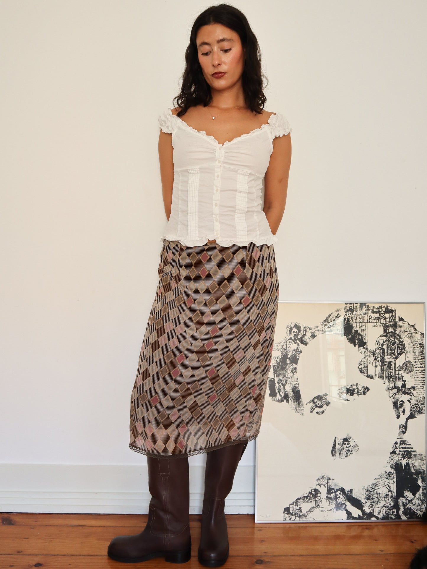 Brown midi skirt