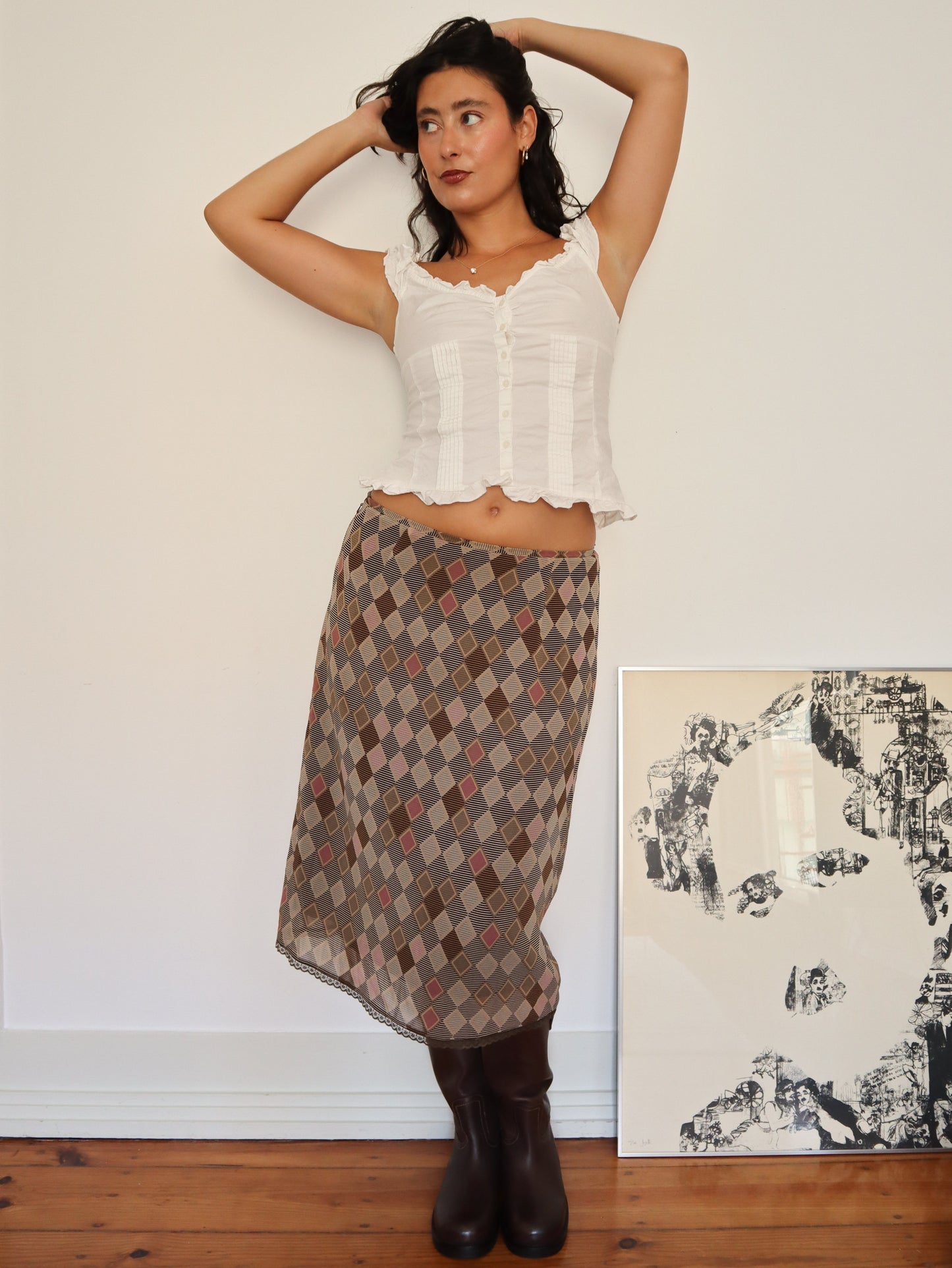 Brown midi skirt