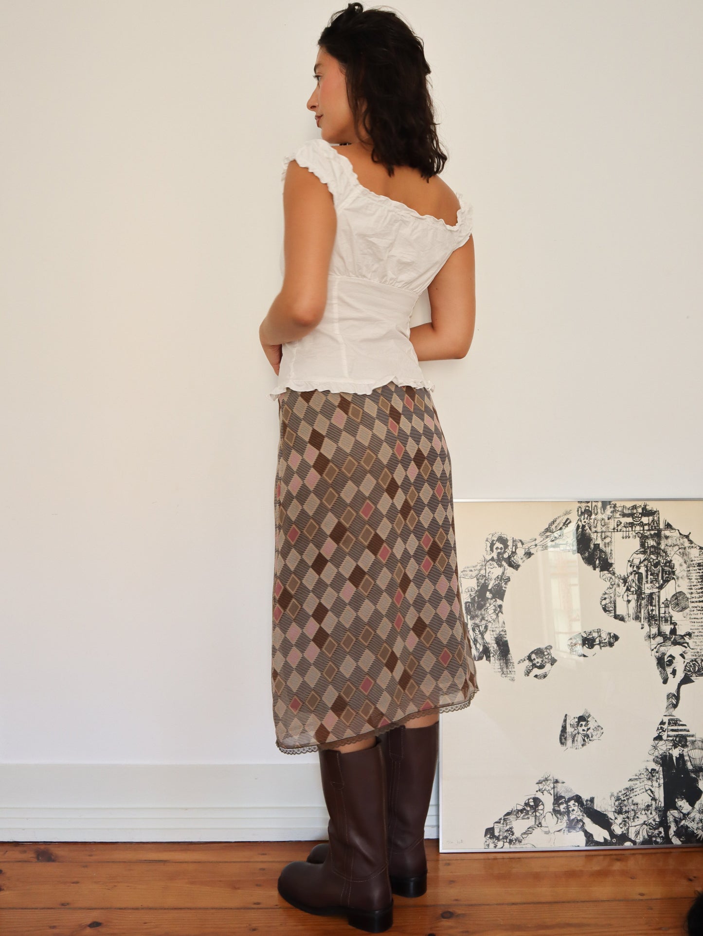 Brown midi skirt