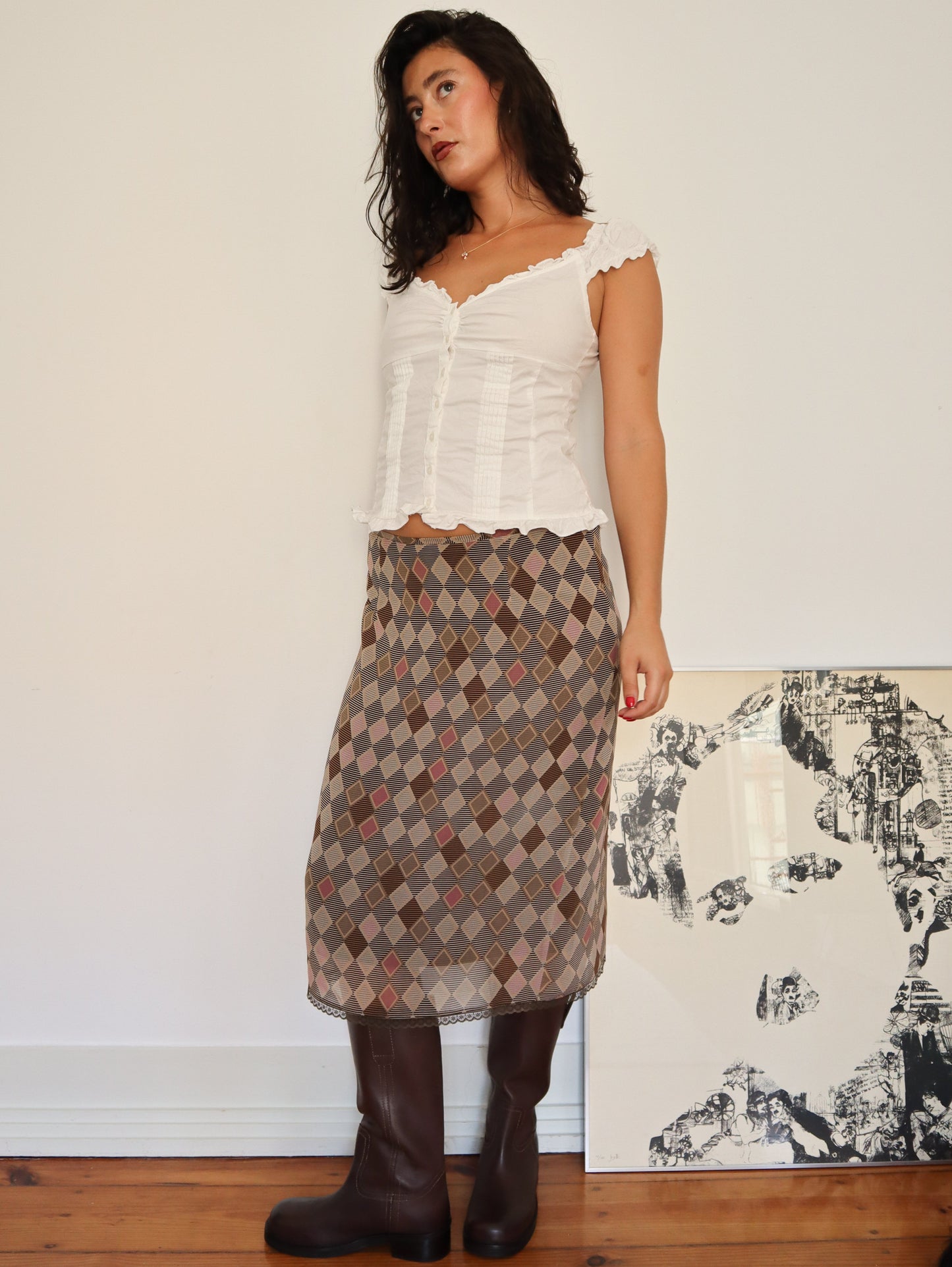 Brown midi skirt