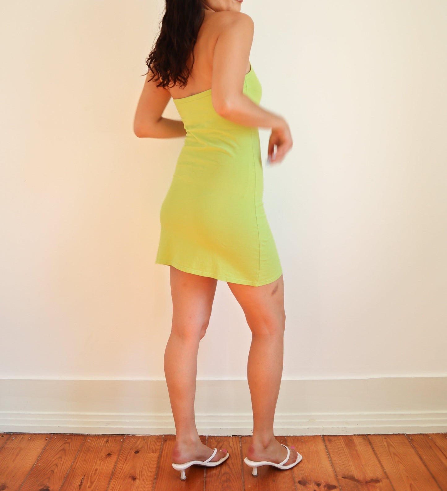 Green halter dress