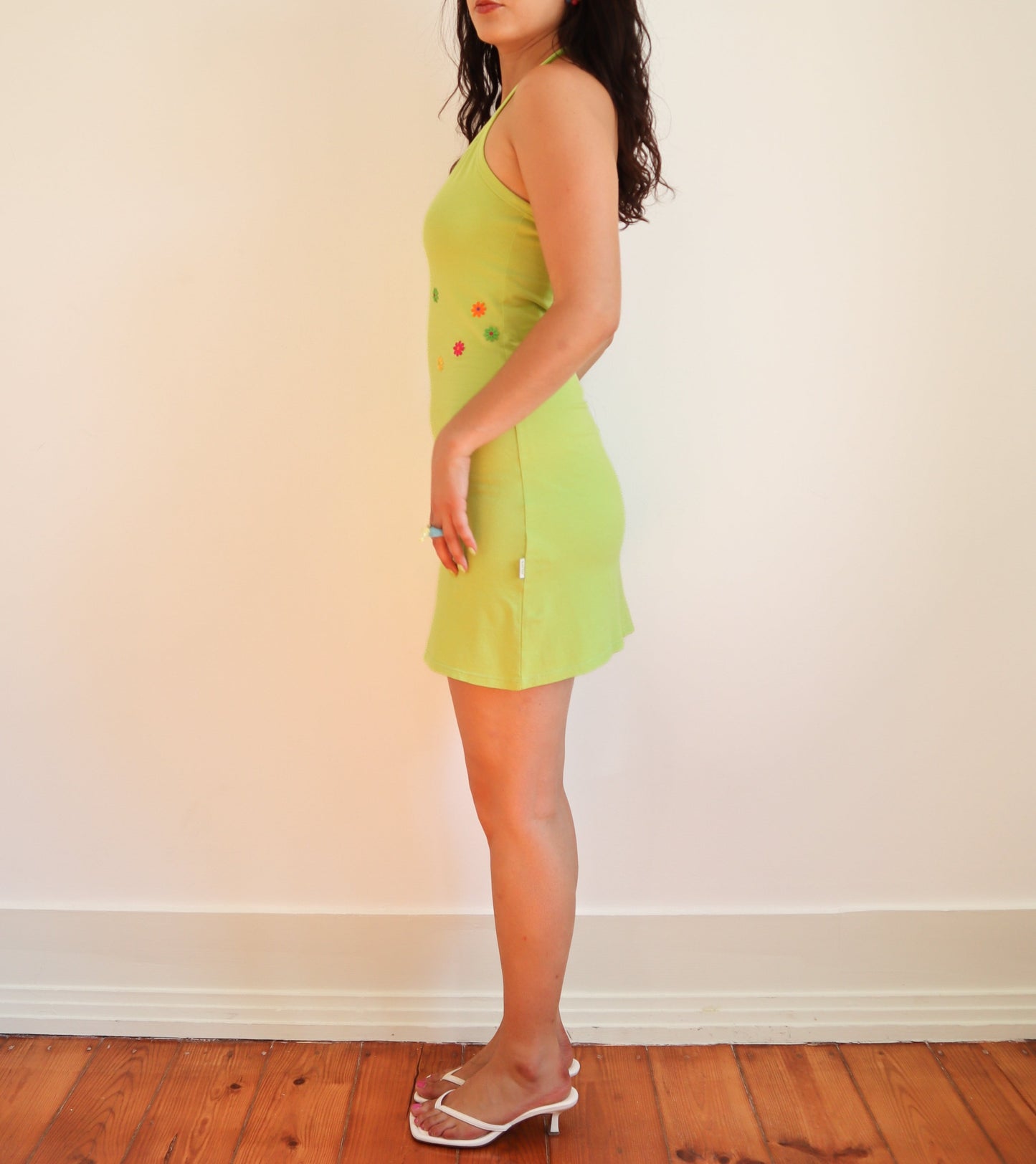 Green halter dress