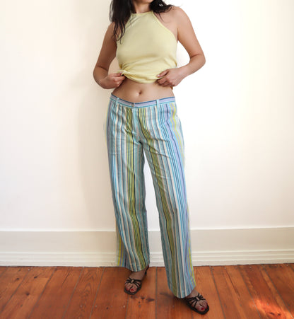 Multicoloured stripy trousers