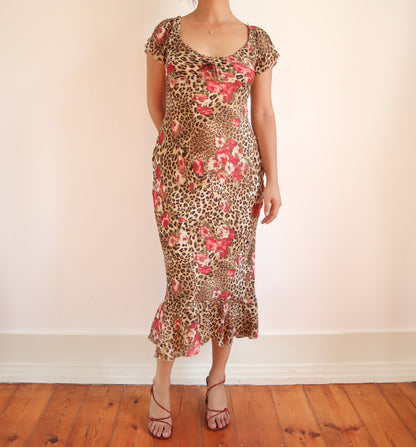 Leopard and roses dress