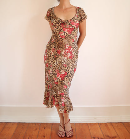 Leopard and roses dress