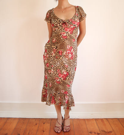 Leopard and roses dress