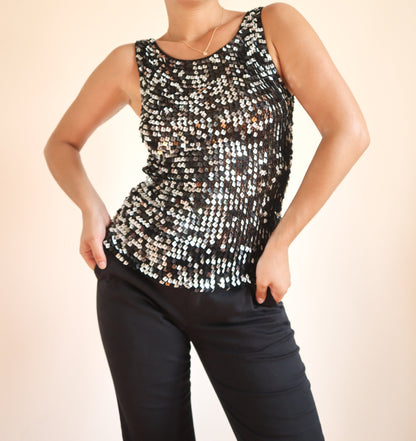 Sparkly silk black top