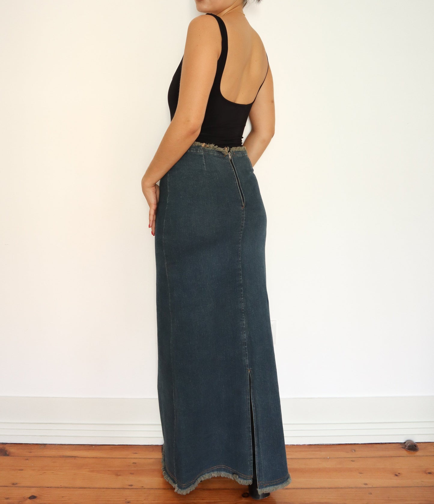 Denim maxi skirt