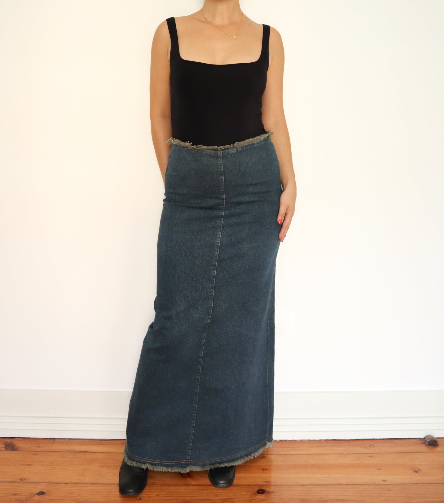 Denim maxi skirt