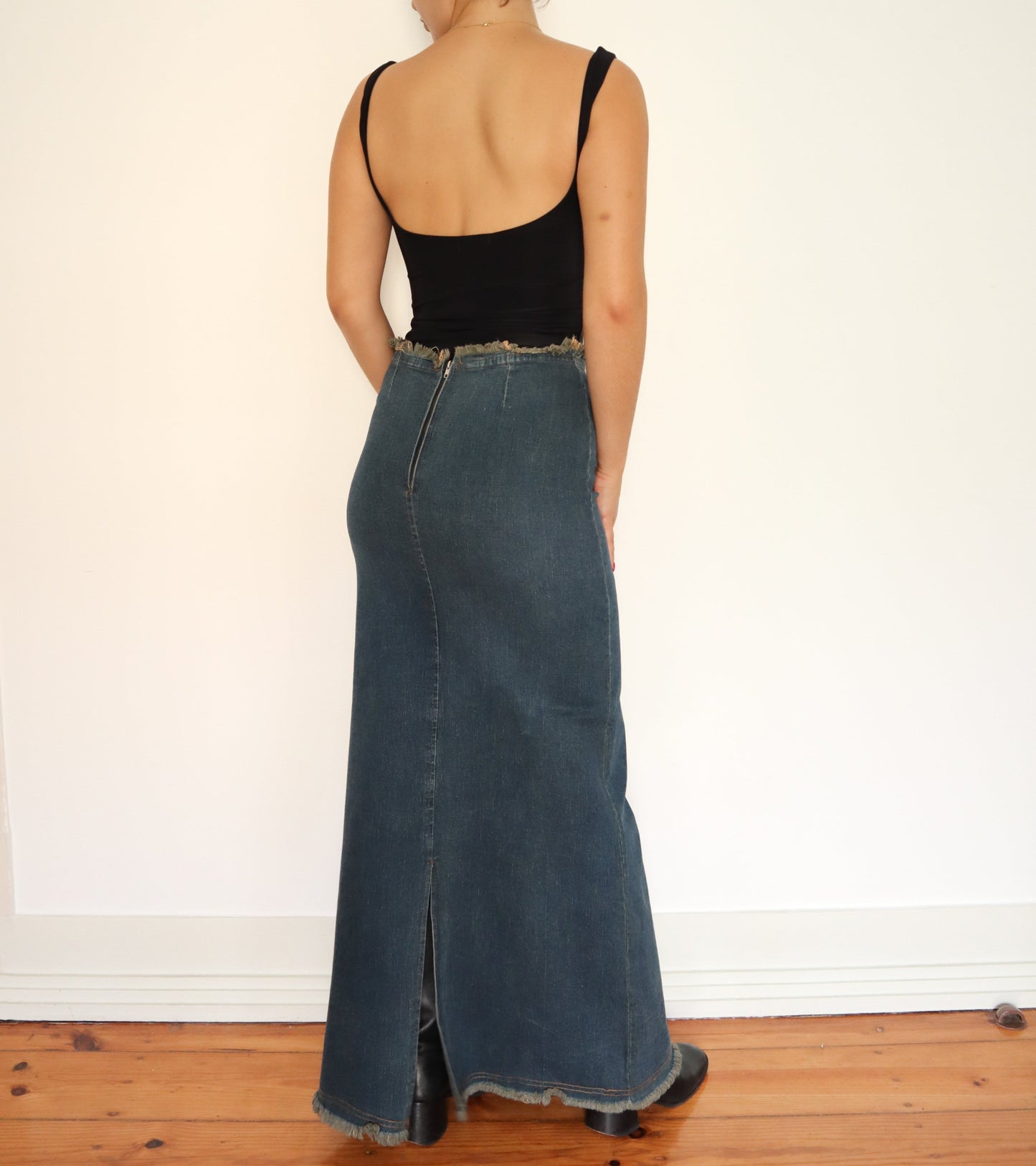 Denim maxi skirt