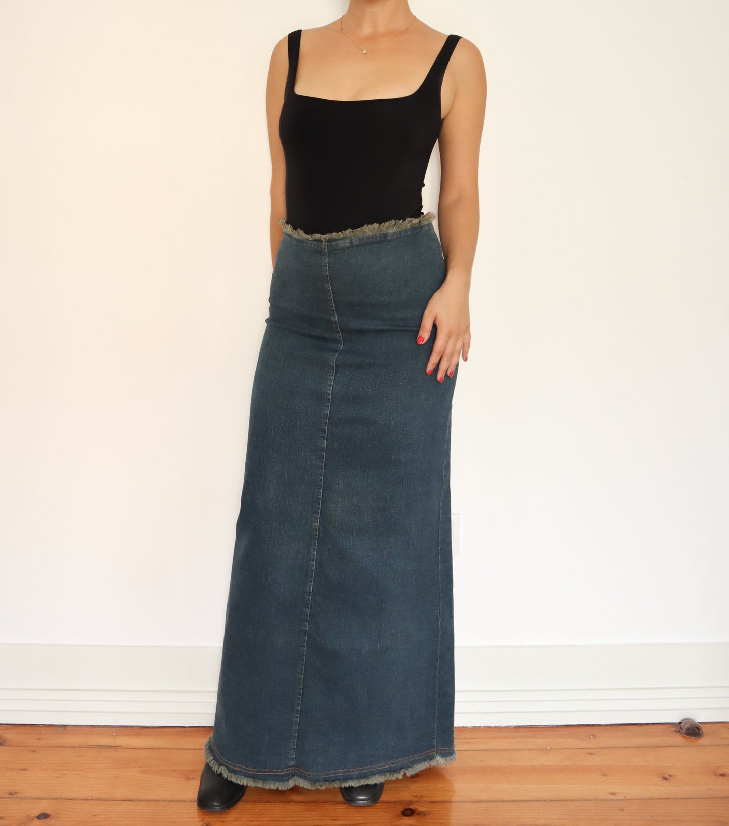 Denim maxi skirt