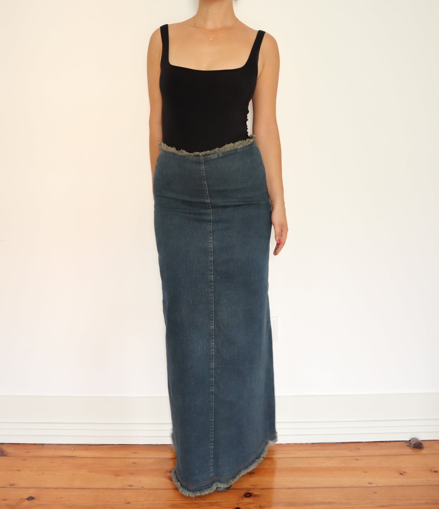 Denim maxi skirt