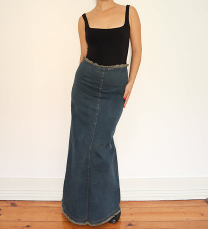 Denim maxi skirt