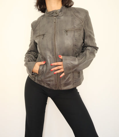 Grey leather jacket