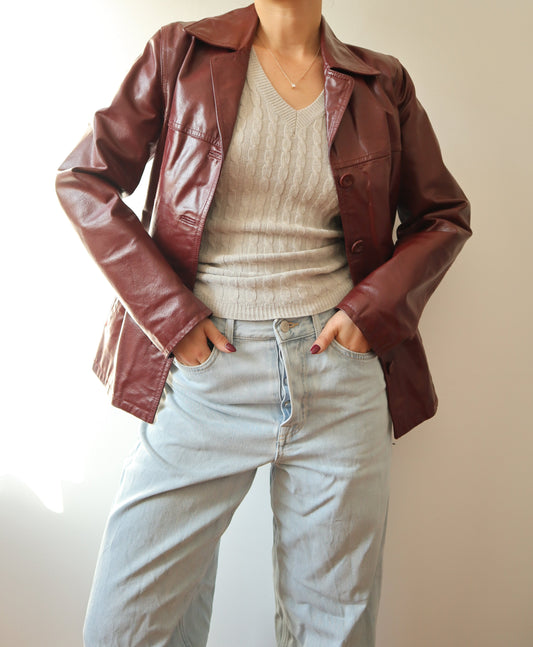 Burgundy leather jacket