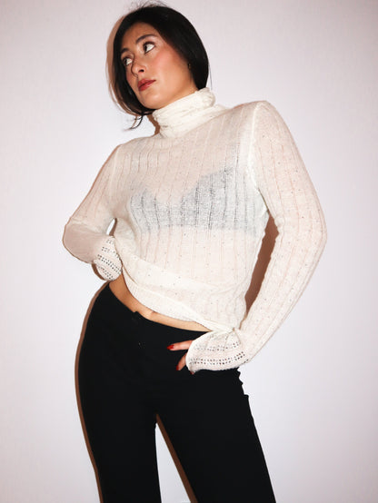 White gem turtleneck