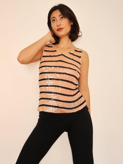 Sparkly pink & black top