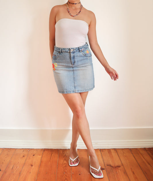 Denim mini skirt