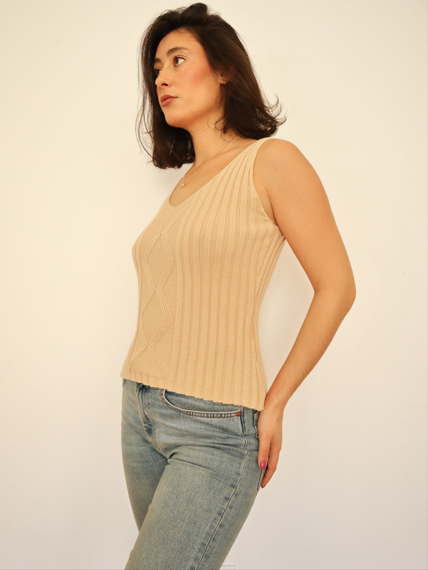 Beige knit top