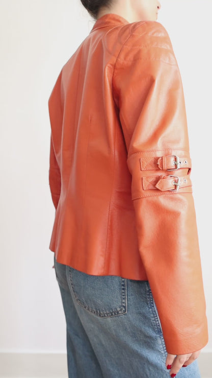 Orange Leather Jacket