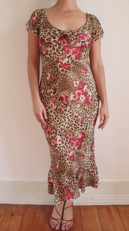 Leopard and roses dress