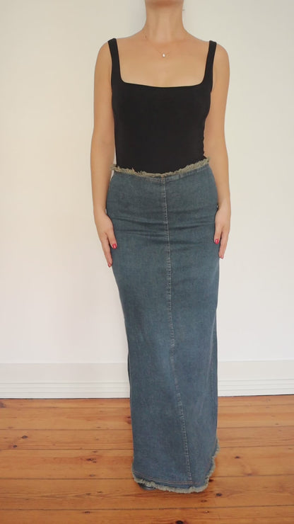 Denim maxi skirt